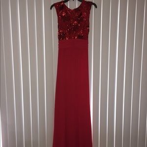 Red Sequin Lace Prom Dress